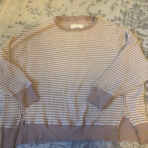 American Eagle Outfitters Tan and Cream Crewneck Sweater